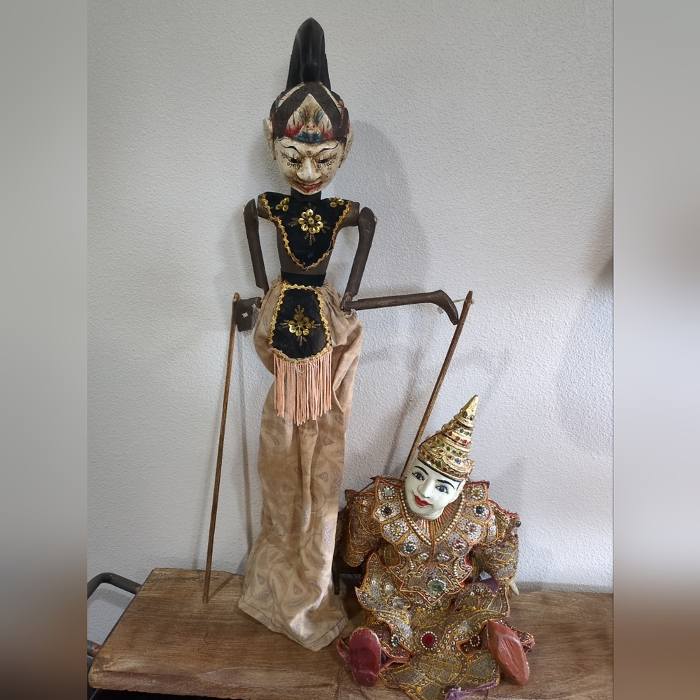 Vintage Wayang Golek Rod Puppet  Sundanese Indonesia Marionette Lot